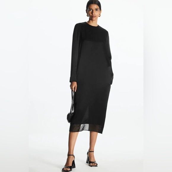 COS Dresses & Skirts - [COS] organza paneled long sleeve midi dress